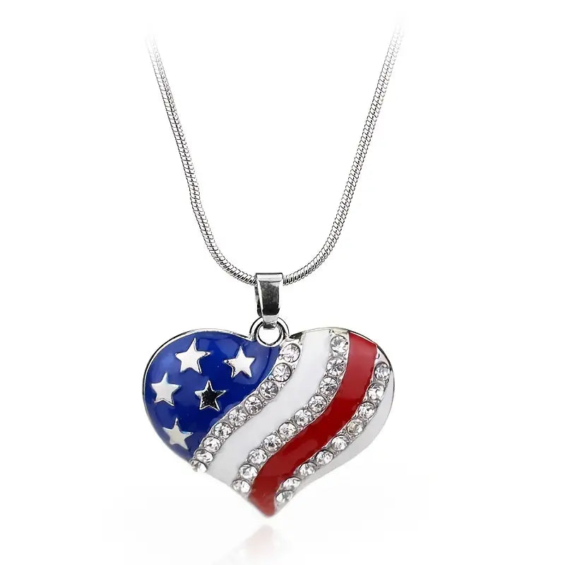 Patriotic Heart Pendant Necklace