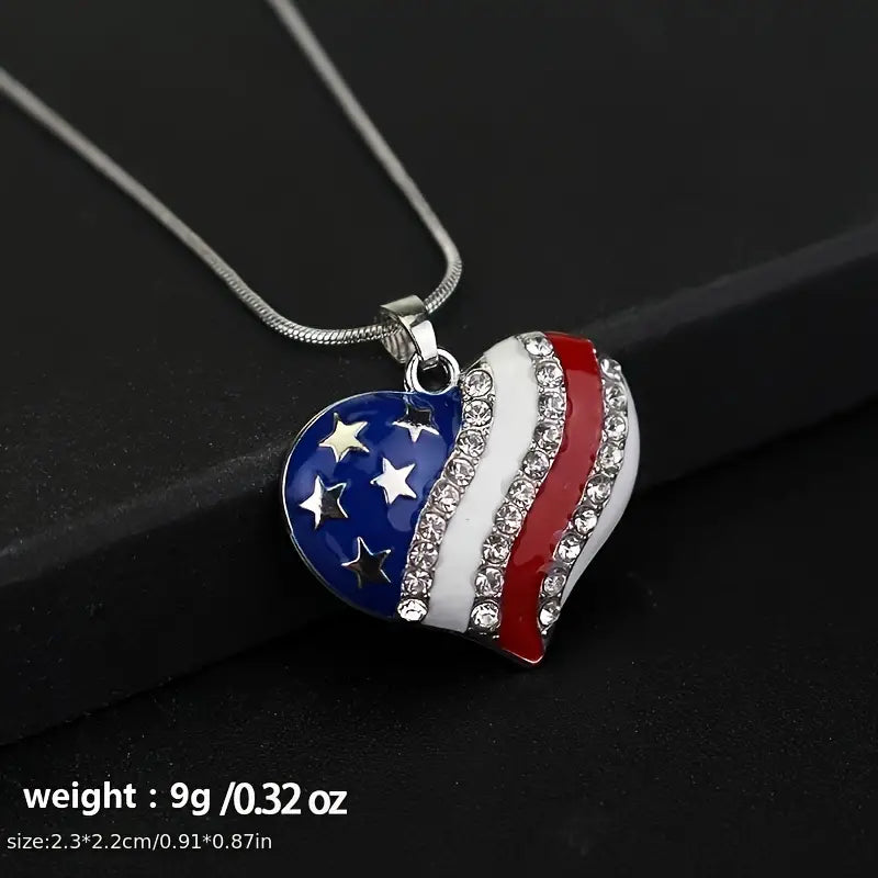 Patriotic Heart Pendant Necklace