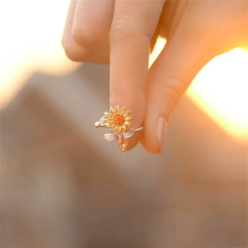 Sunflower Bee Fidget Ring Gifts