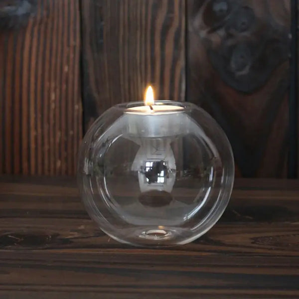 Transparent Glass Candle Holder