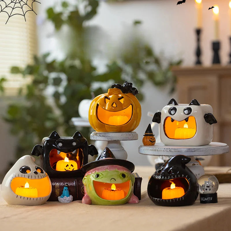 Pumpkin Glow Ceramic Candlestick