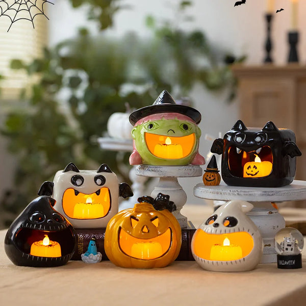 Pumpkin Glow Ceramic Candlestick