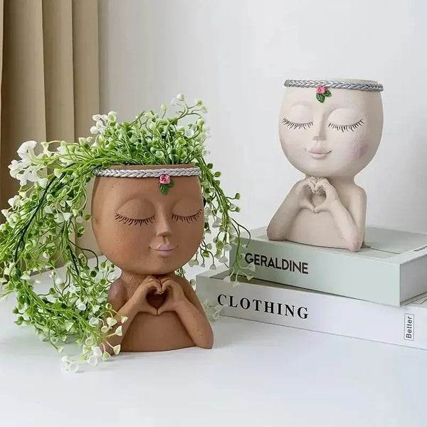 botanical beauty resin planter sculpture