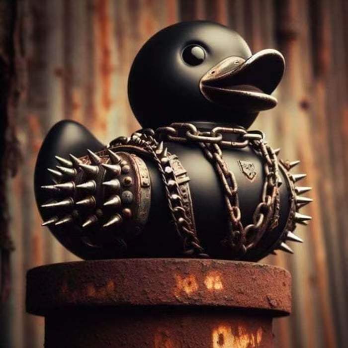 Gothic Punk Satan Duck Resin Figurine