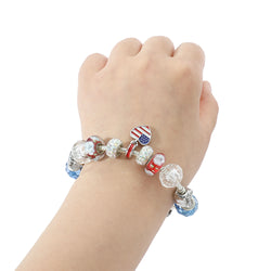 American Flag Crystal Beads Bracelet