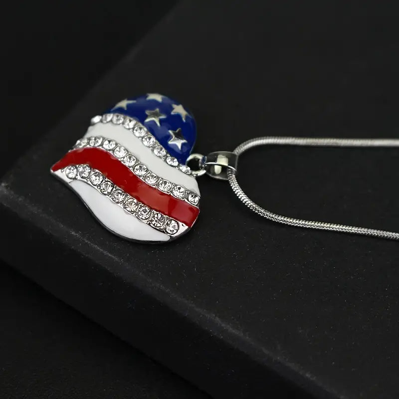 Patriotic Heart Pendant Necklace